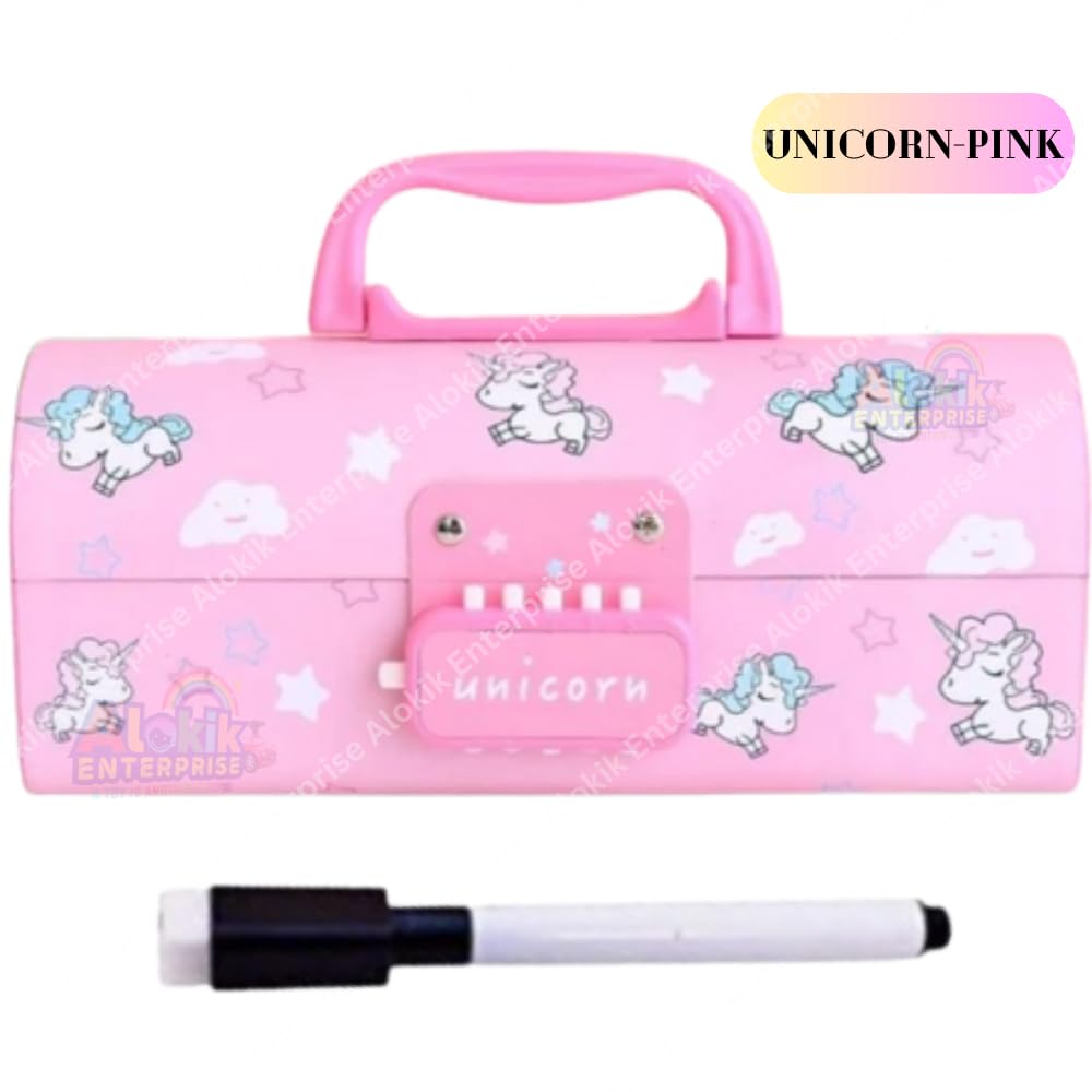 Suitcase Style Password Lock Case, Multi-Layer Stationary Organizer for Kids, Return Gift, Pink