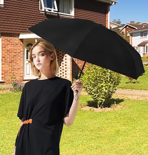 Umbrella with Case for Men & Women (Manual Open) Compact Travelling Umbrella, Polyester & UV Protection Fabric for Summer/Anti-Slip Handle- Use in Rain & Summer