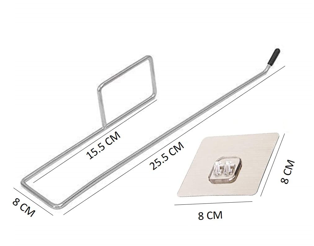 Stainless Steel Drill Free Self-Adhesive Paper Roll Holder Tissue Paper Stand Towel Bar Hanger Kitchen Towel Holder for Kitchen Bathroom Toilet (Pack of 1) - Bhavnagar Deodap