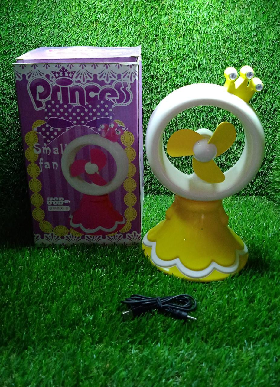 PRINCESS PORTABLE FAN BRIGHT COLOR DESKTOP OFFICE USB & BATTRY OPERATE FAN (Battery Not Include) - Bhavnagar Deodap