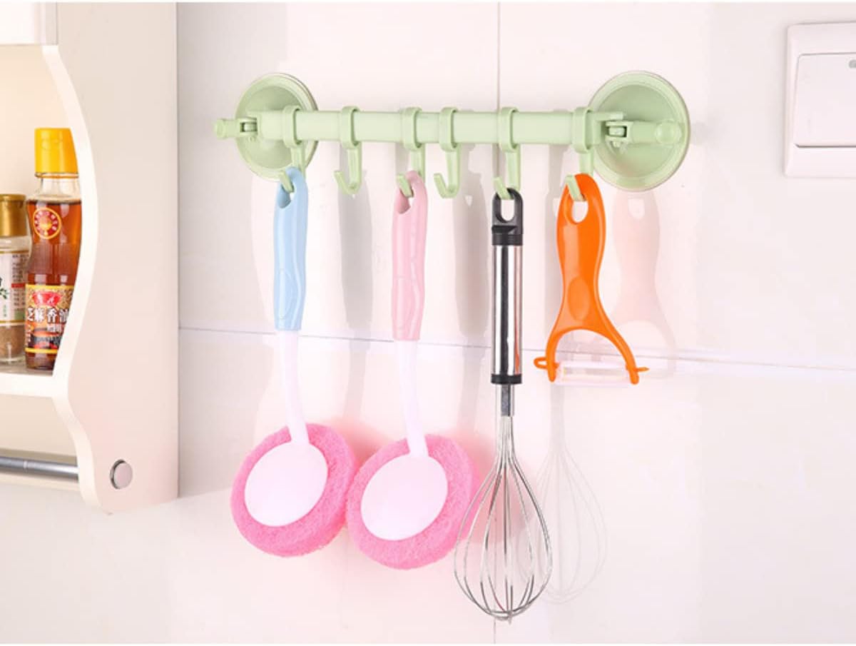 Towel Bar, Towel Holder with Moveable Hooks, Utensil Hanger in Kitchen I Bathroom, No Drill Easy to Install Hanging Rack - Bhavnagar Deodap