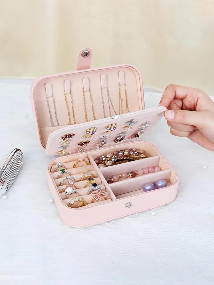 Leather Jewellery Organisers Box Jewelry Organizer for Women Travel Ring, Pendant, Earring, Necklace Storage Box - Bhavnagar Deodap