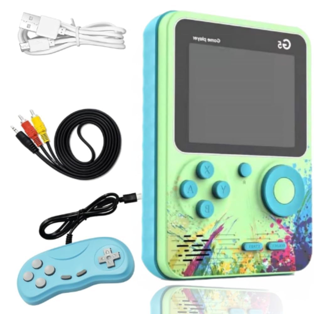 G5 Gamebox, 2 Players Gamepad:Video Game for Kids, 500 in 1 Retro Gaming Console, Handheld Classical Game Box Can Play On TV, 500 Games Like Contra, Tank, Bomber Man, USB Rechargeble, Age 3+