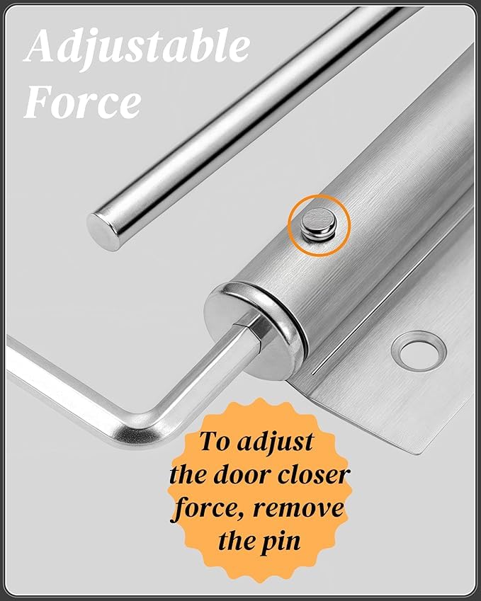Automatic Door Closer,Spring Door Closer,Adjustable Spring Storm Door Closer, Heavy Duty Safety Spring Door Closer with Allen Key and Screws for Residential Commercial, Soft Closing Door
