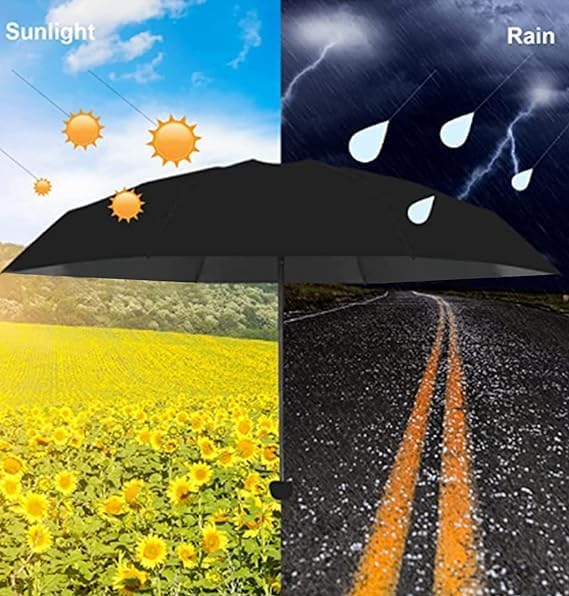 Umbrella with Case for Men & Women (Manual Open) Compact Travelling Umbrella, Polyester & UV Protection Fabric for Summer/Anti-Slip Handle- Use in Rain & Summer