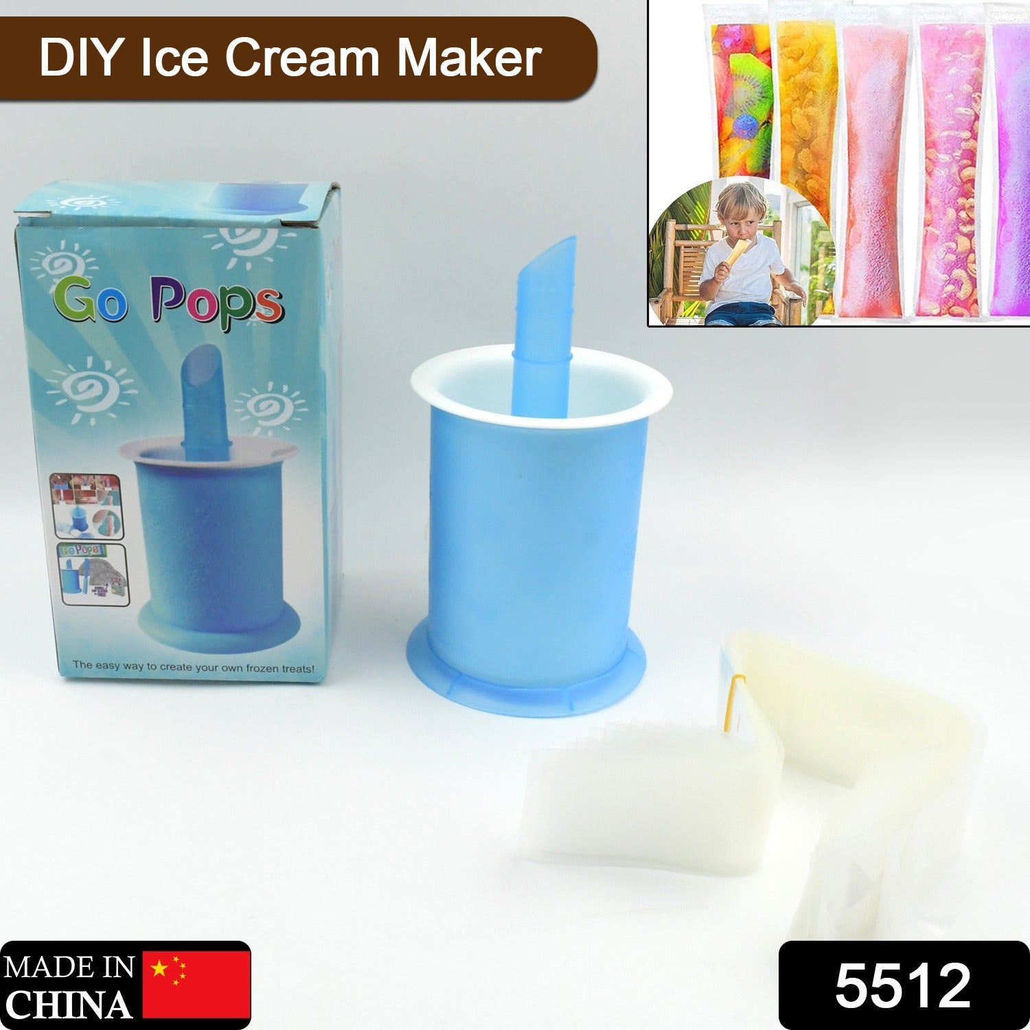 Homemade Popsicle Maker Manual Ice Cream Machine With Approx 20 Pcs Packing Bag Popsicle Mold Convenient Maker Manual Ice Cream Machine For Kids Adults DIY, Reusable - Bhavnagar Deodap