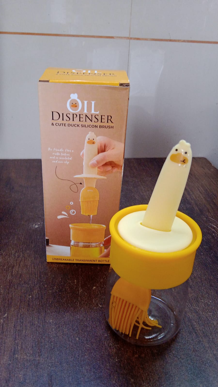 2 in 1 Oil Dispenser Bottle with Silicone Basting Brush (1 Set) - Bhavnagar Deodap