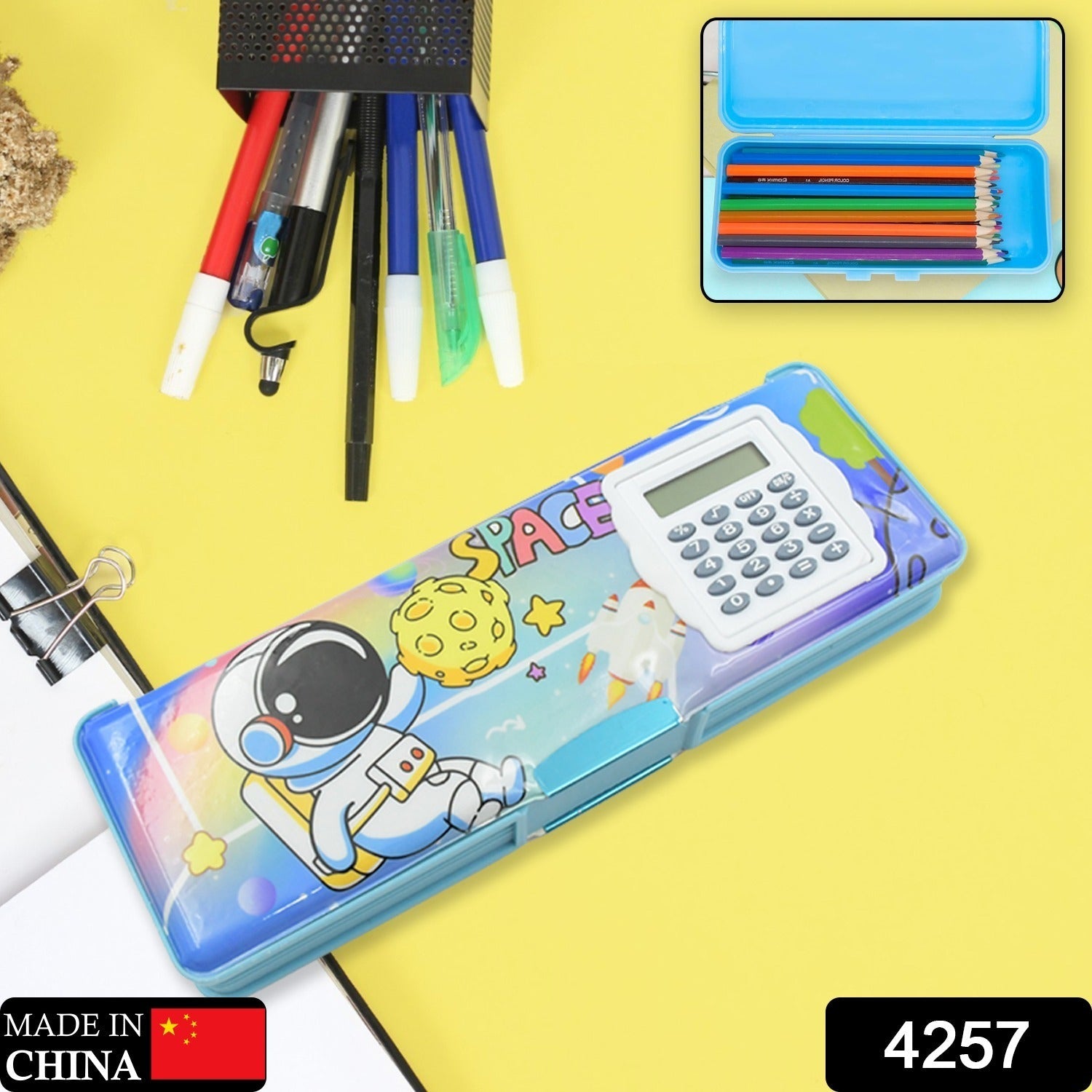 Double Sided Magnetic Geometry Box, Pencil Box with Calculator for Boys Art Plastic Pencil Box  for Girls and Boys - Bhavnagar Deodap