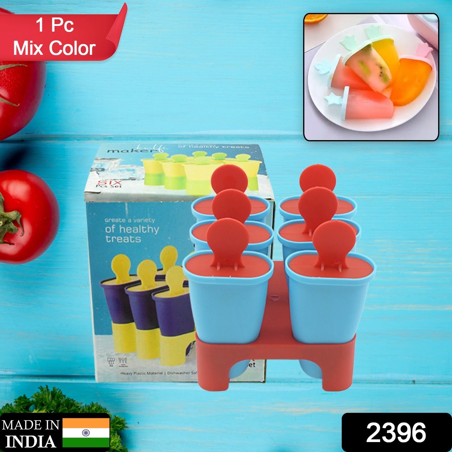 Ice Candy Maker 6 pcs Set Kulfi Maker Ice Candy Mould Clear Popsicle Mold Homemade Ice Pop Maker Reusable Easy Candy Chocobar Kulfi Mould Tray with Sticks - Bhavnagar Deodap