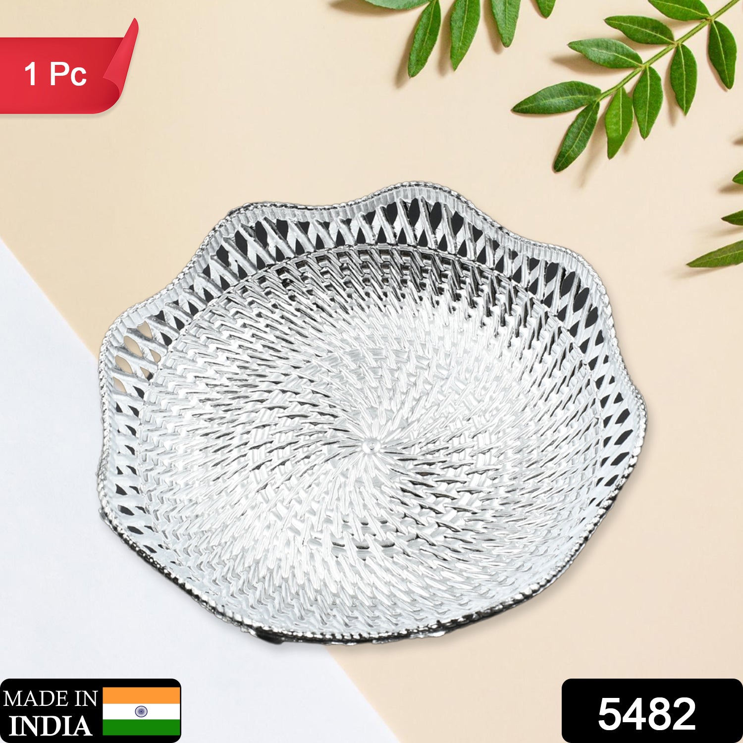 Round Serving Tray, Traditional Serving Tray, Multipurpose Serving Tray, Decorative Serving Platters, Mukhwas Serving Tray (1 Pc) - Bhavnagar Deodap