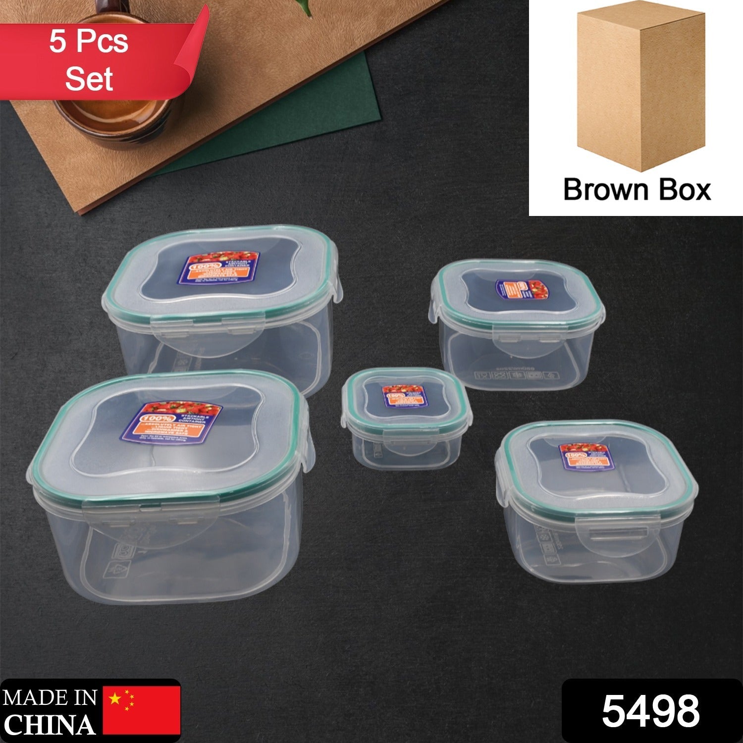 Kitchen Containers Set, Fridge Storage Boxes, Plastic Containers for Kitchen Organizer, Kitchen Accessories Items for Storage Organizer, Snap-Seal (lunch box/storage organizer) (5 Ps Set) - Bhavnagar Deodap