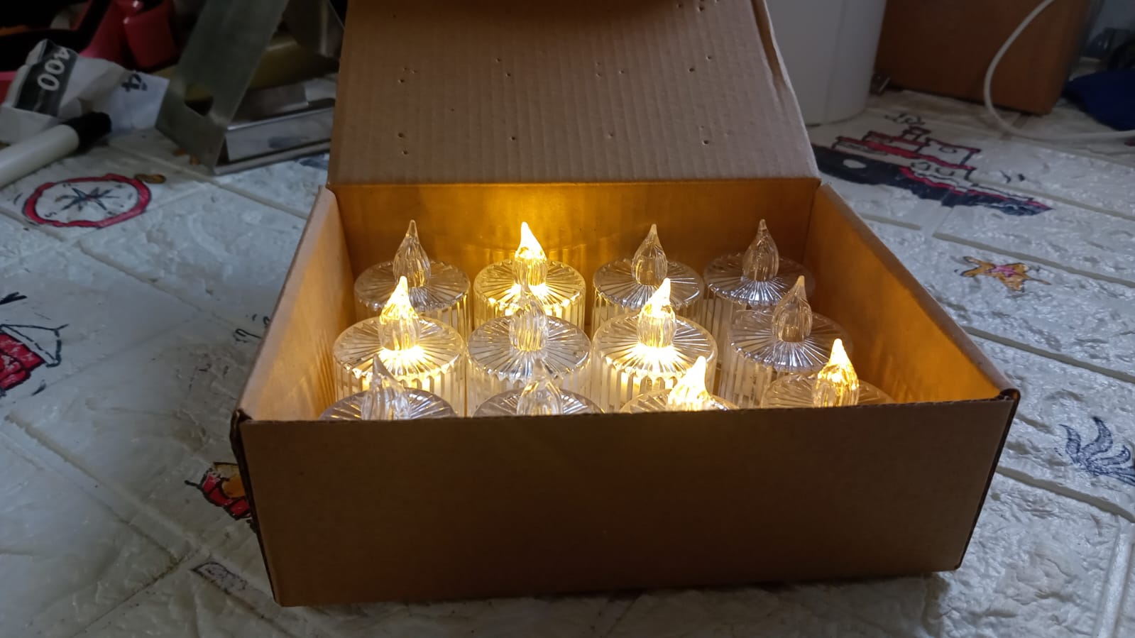 12 Pcs Flameless and Smokeless Decorative Acrylic Candles Transparent Led Tea Light Candle for Gifting, House, Diwali, Christmas, Festival, Events Decor Candles - Bhavnagar Deodap