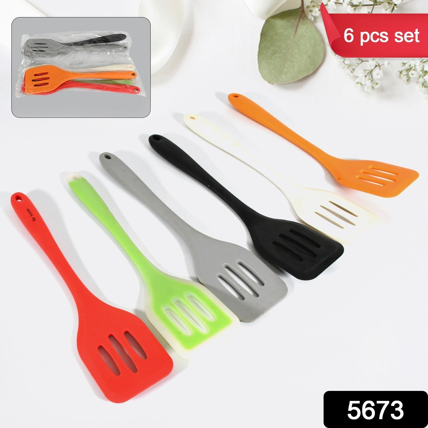 Multipurpose Silicone Spoon, Silicone Basting Spoon Non-Stick Kitchen Utensils Household Gadgets Heat-Resistant Non Stick Spoons Kitchen Cookware Items For Cooking and Baking (6 Pcs Set) - Bhavnagar Deodap