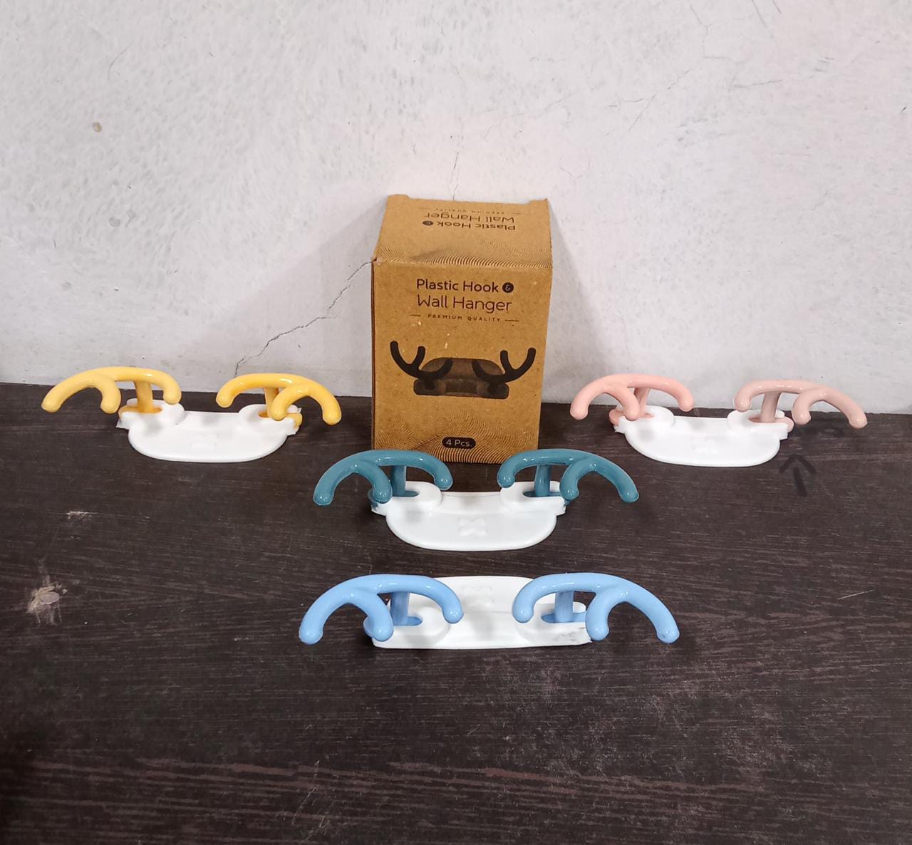 Plastic Wall Hanger Hook Wall Adhesive Hook Premium Quality Wall Hook (Pack Of 4pc) - Bhavnagar Deodap