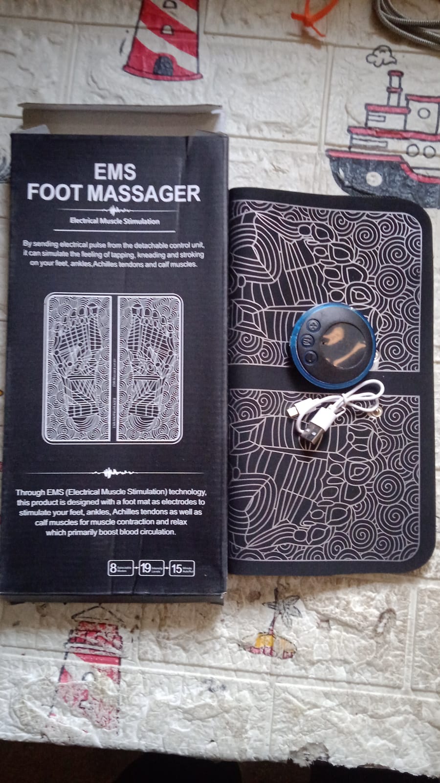 EMS Foot Massager, Electric Feet Massager, Deep Kneading Circulation Foot Booster for Feet and Legs Muscle Stimulator, Folding Portable Electric Massage Machine (Mix Design) - Bhavnagar Deodap