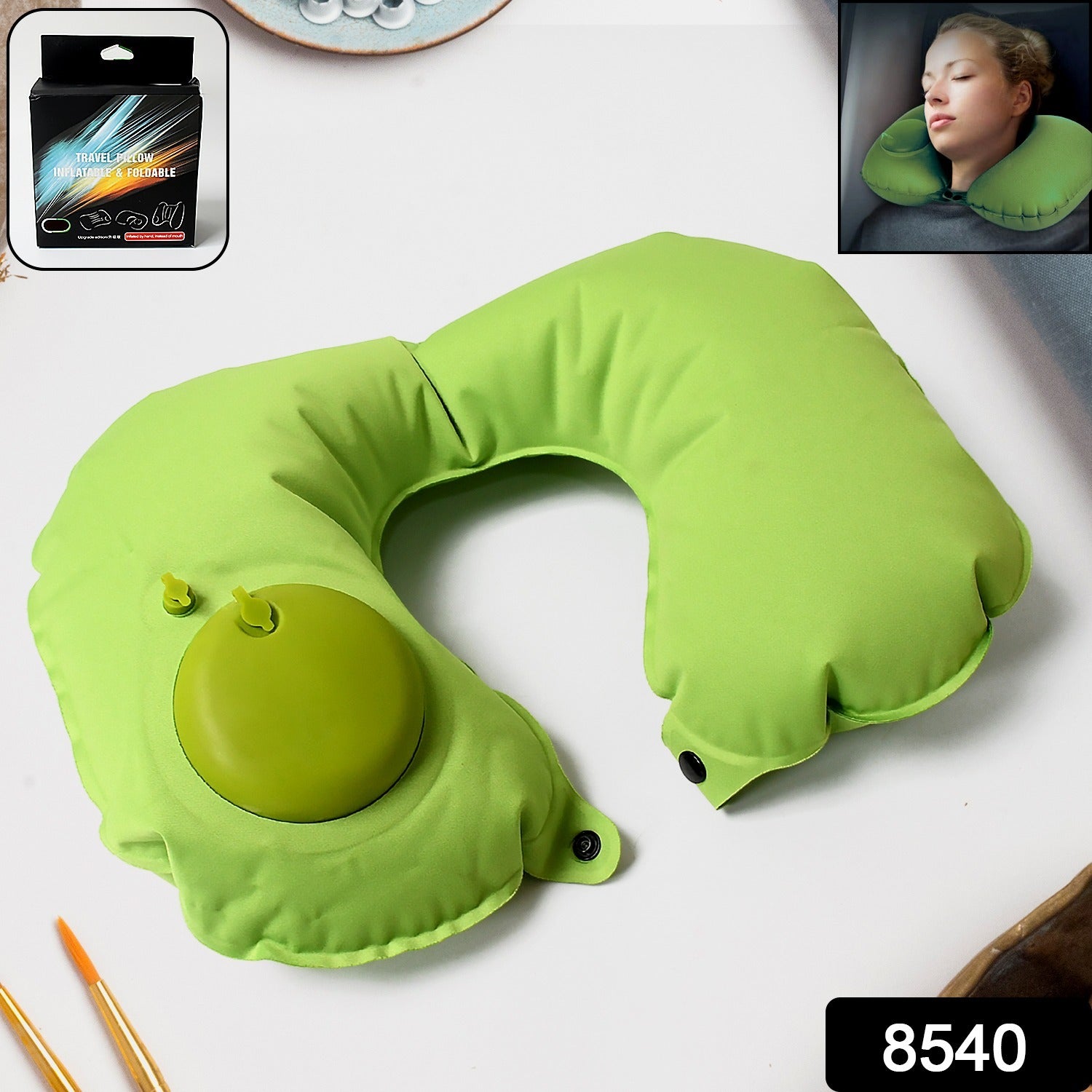 Inflatable & Foldable, Pillow U Shape Air Cushion Travel Pillow, Travel Business Trip Neck Pillow for Long Trips, Ideal for Men & Women Portable, and Perfect for Backpacking, Car Camping, and Even Airplane Travel - Bhavnagar Deodap