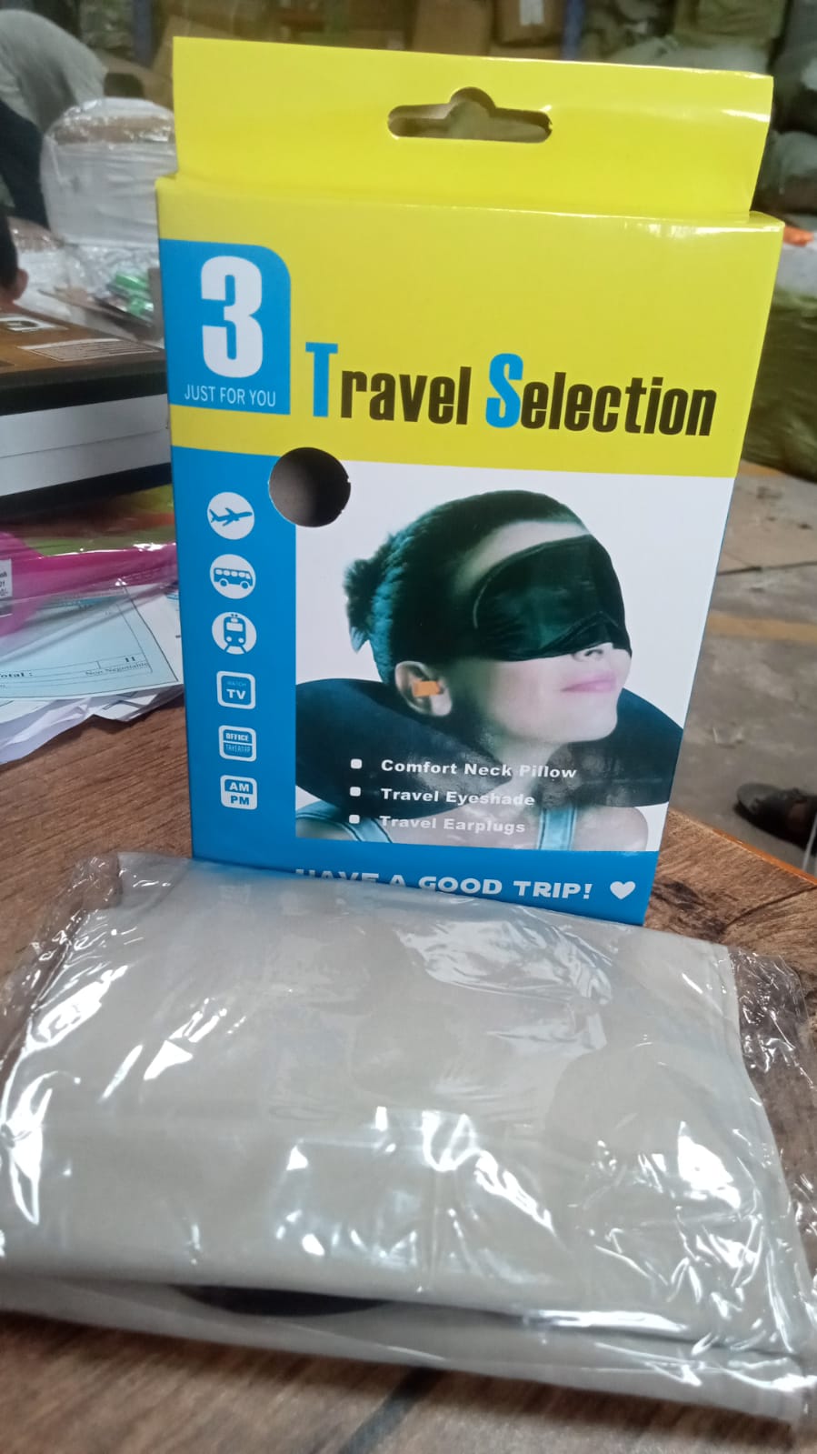 3in1 Air Travel Kit with Pillow, Ear Buds & Eye Mask - Bhavnagar Deodap