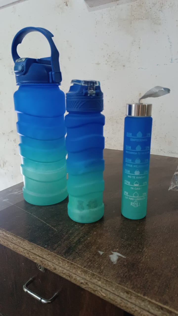 Plastic Water Bottle, 3 Different Size Bottle (3 Pc Set / With Straw & Sticker)