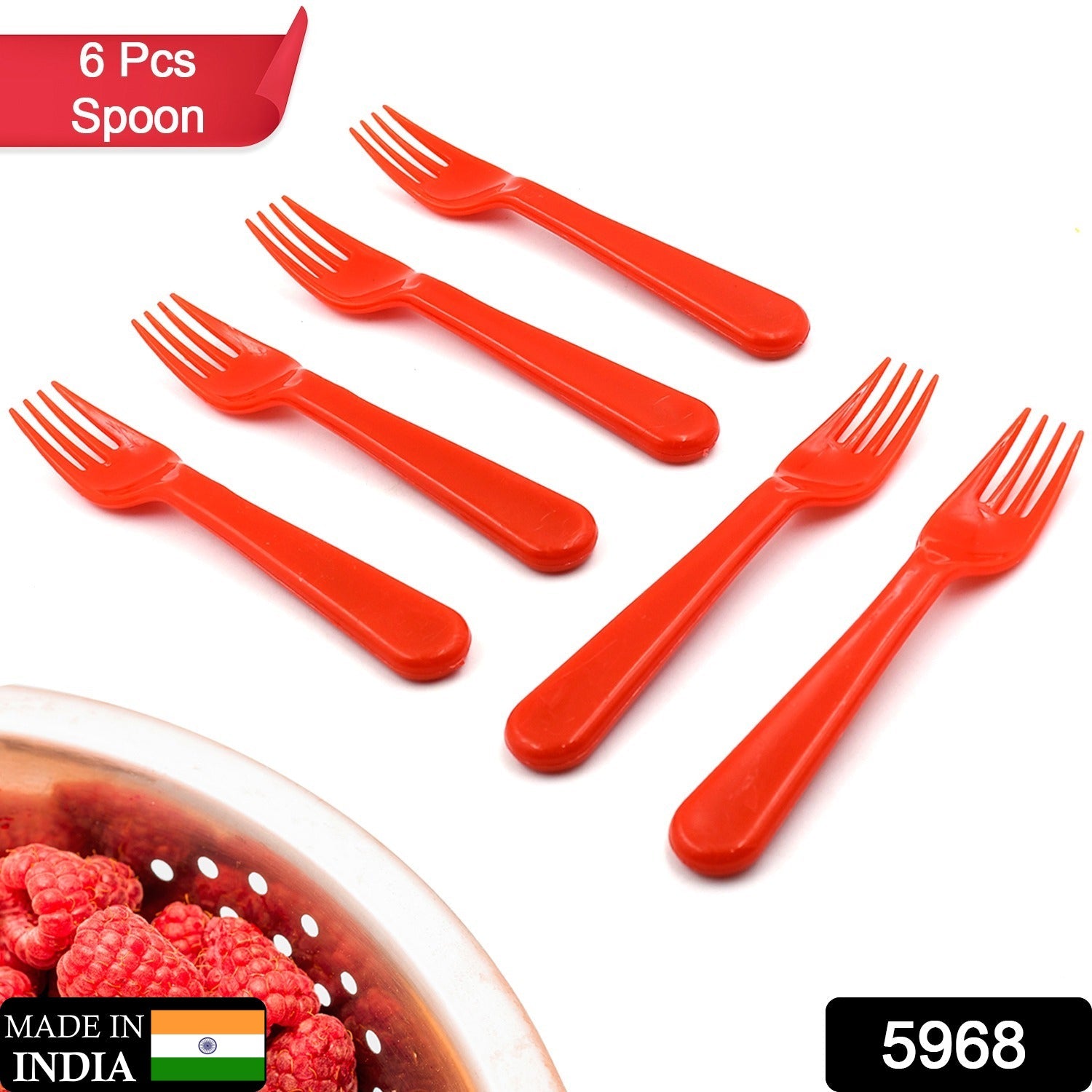 Baby Fork Spoon/Vegetable Fork Spoon, Plastic Salad Spoon, Dessert Spoon (6pc set) - Bhavnagar Deodap