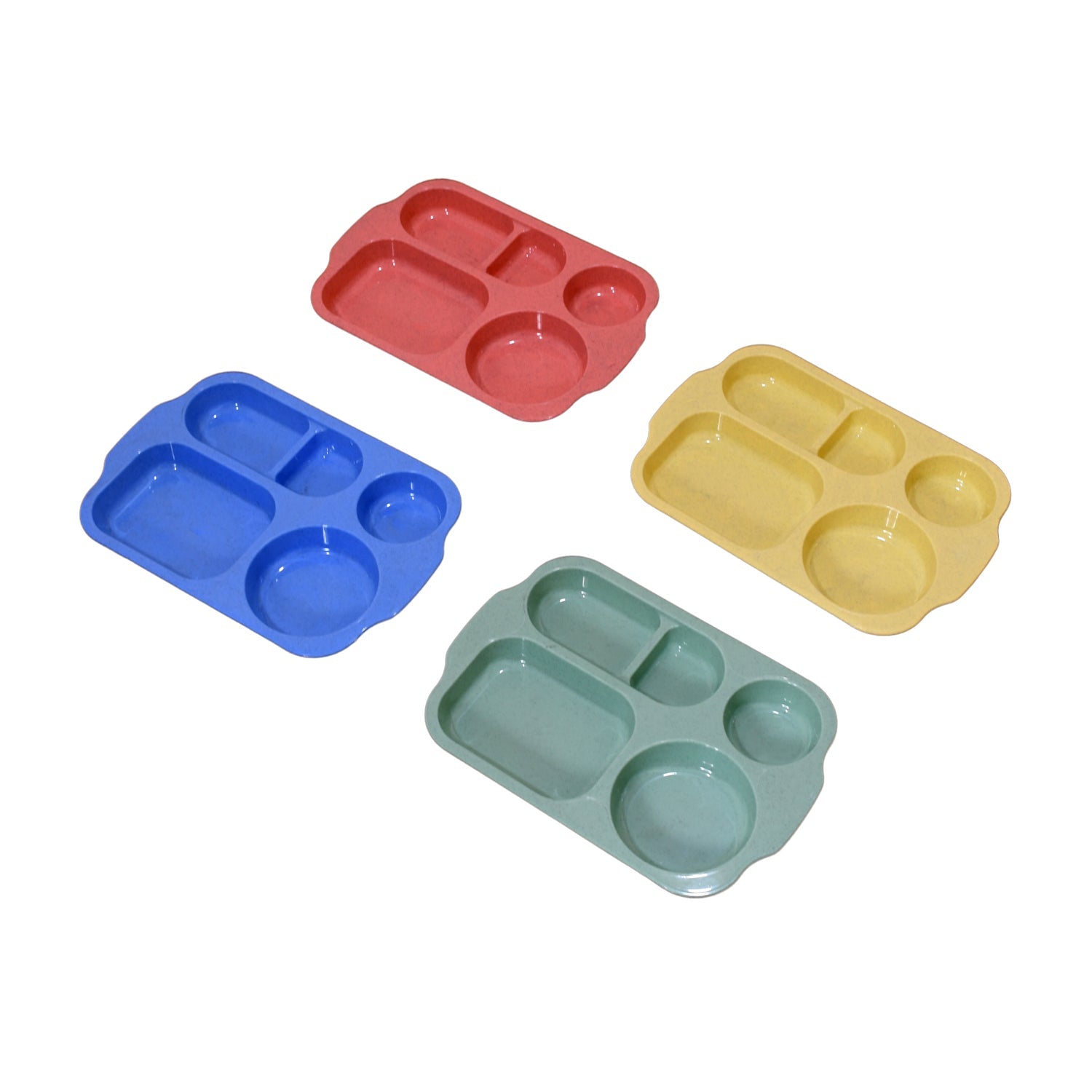 Divided Plates, 5 Compartments 32 CM Split Plates, Shatterproof Separating Plates For Kids And Adults, Microwave and Dishwasher Tableware Set, Multi-Colour, Modern (4 Pc Set) - Bhavnagar Deodap