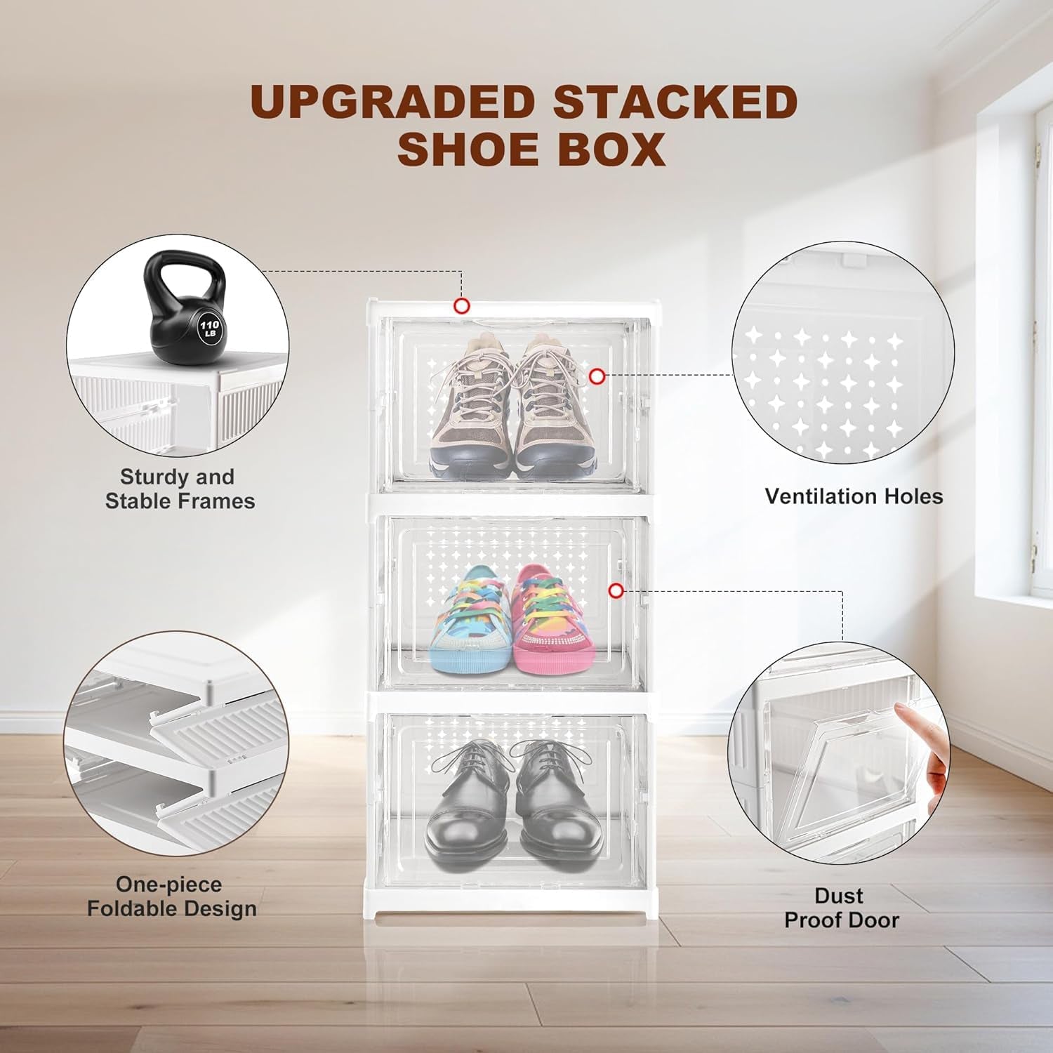 Stackable Multifunctional Storage, for Clothes Foldable Drawer Shelf Basket Utility Cart Rack Storage Organizer Cart for Kitchen, Pantry Closet, Bedroom, Bathroom, Laundry (3 Layer / 1 Pc) - Bhavnagar Deodap