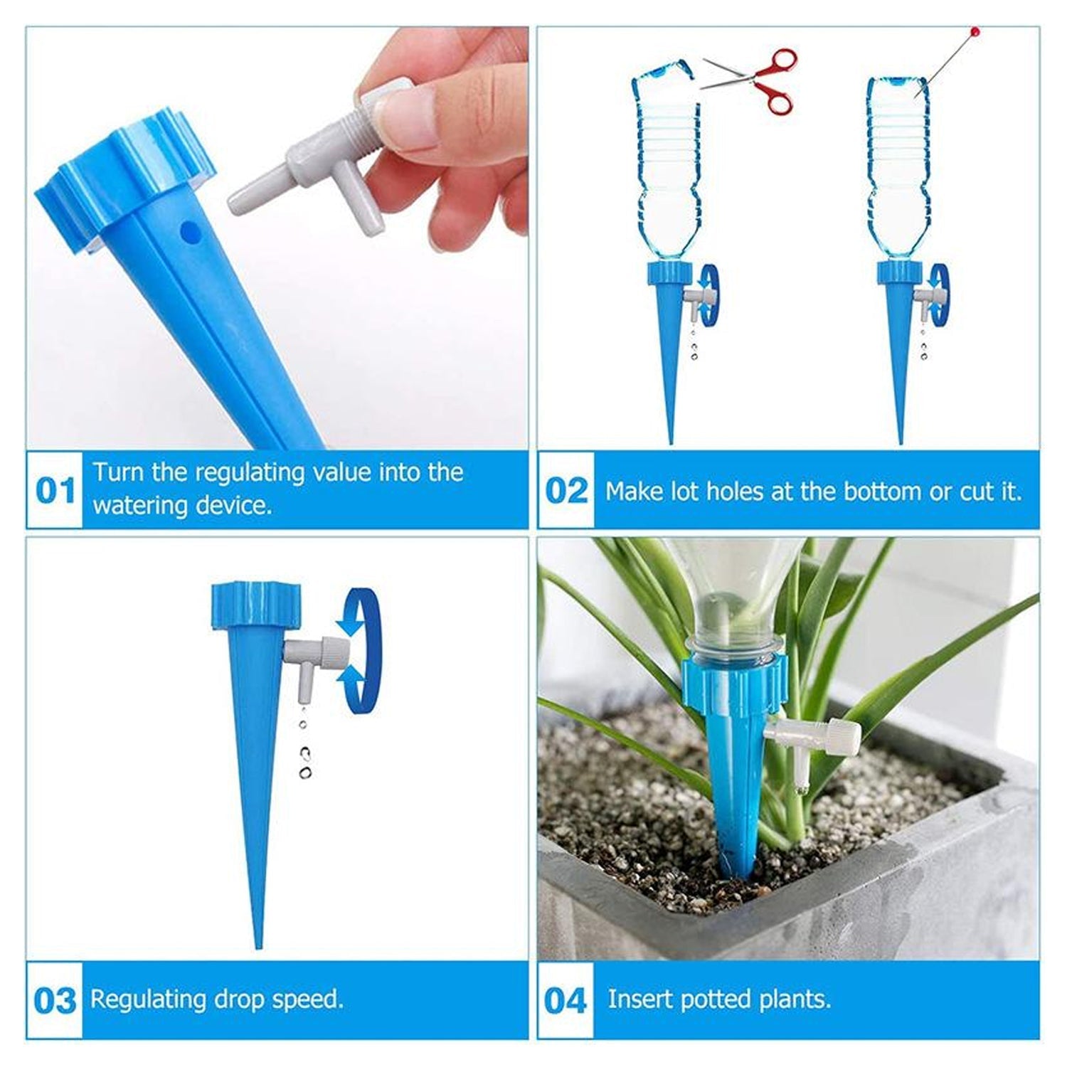 Plant Watering Spikes self Watering Spikes Water dripper for Plants, Adjustable Plant Watering Devices with Slow Release Control Valve Switch - Bhavnagar Deodap