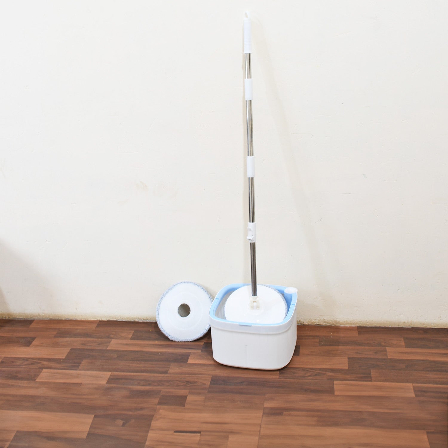 Round Shape Mop Head  with 1 Pad Extra Clean Water Spin Mop with Separate Water Bucket, Suitable for All Types of Flooring, Separates Dirty and Clean Water, Wet - Bhavnagar Deodap