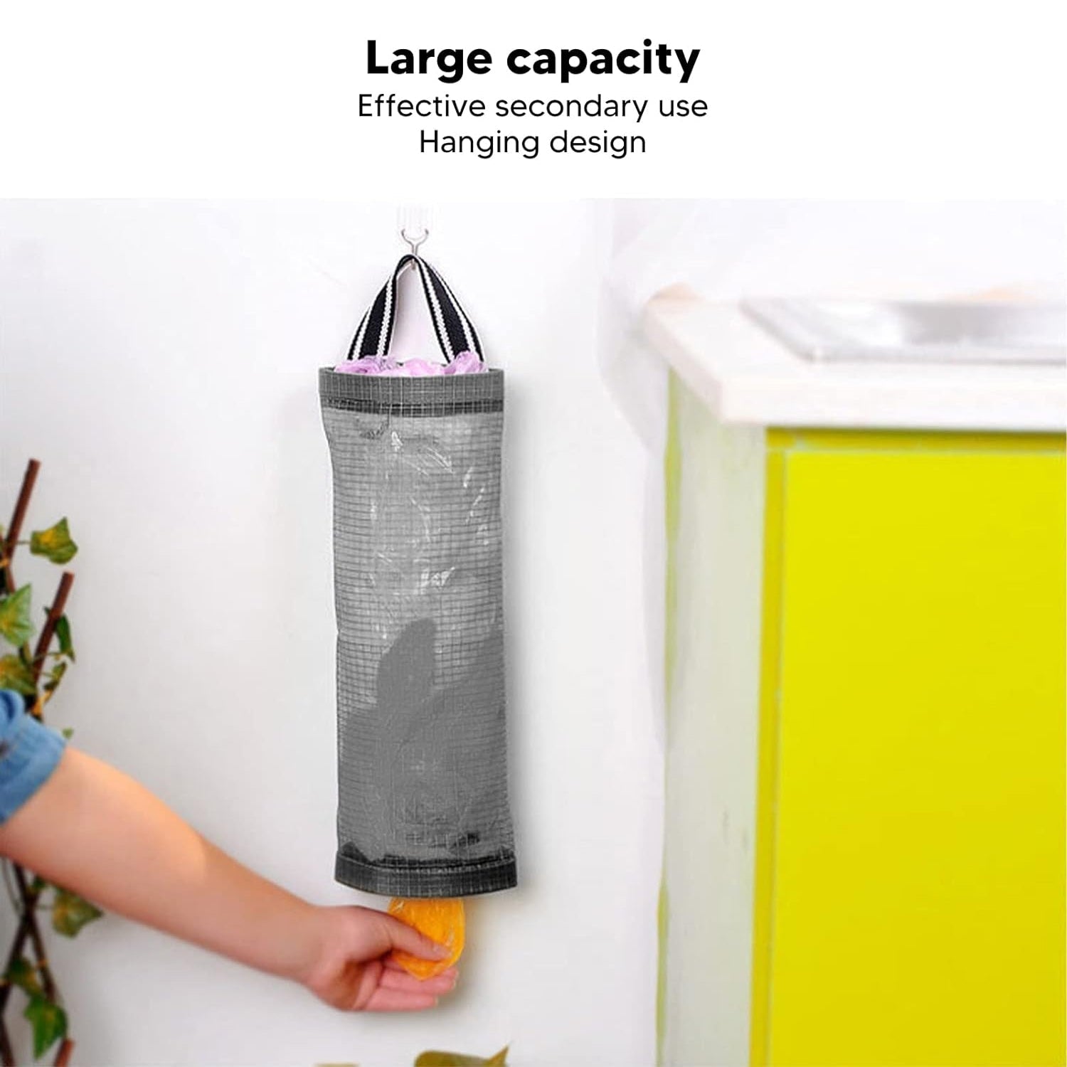 Hanging Waste Bag Holder, Garbage Bag Storage Bag, Widening Handle Hanging Sturdy for Store Garbage Bags Home Store Debris Kitchen, Bedroom Large Capacity for Restaurant (1 Pc) - Bhavnagar Deodap