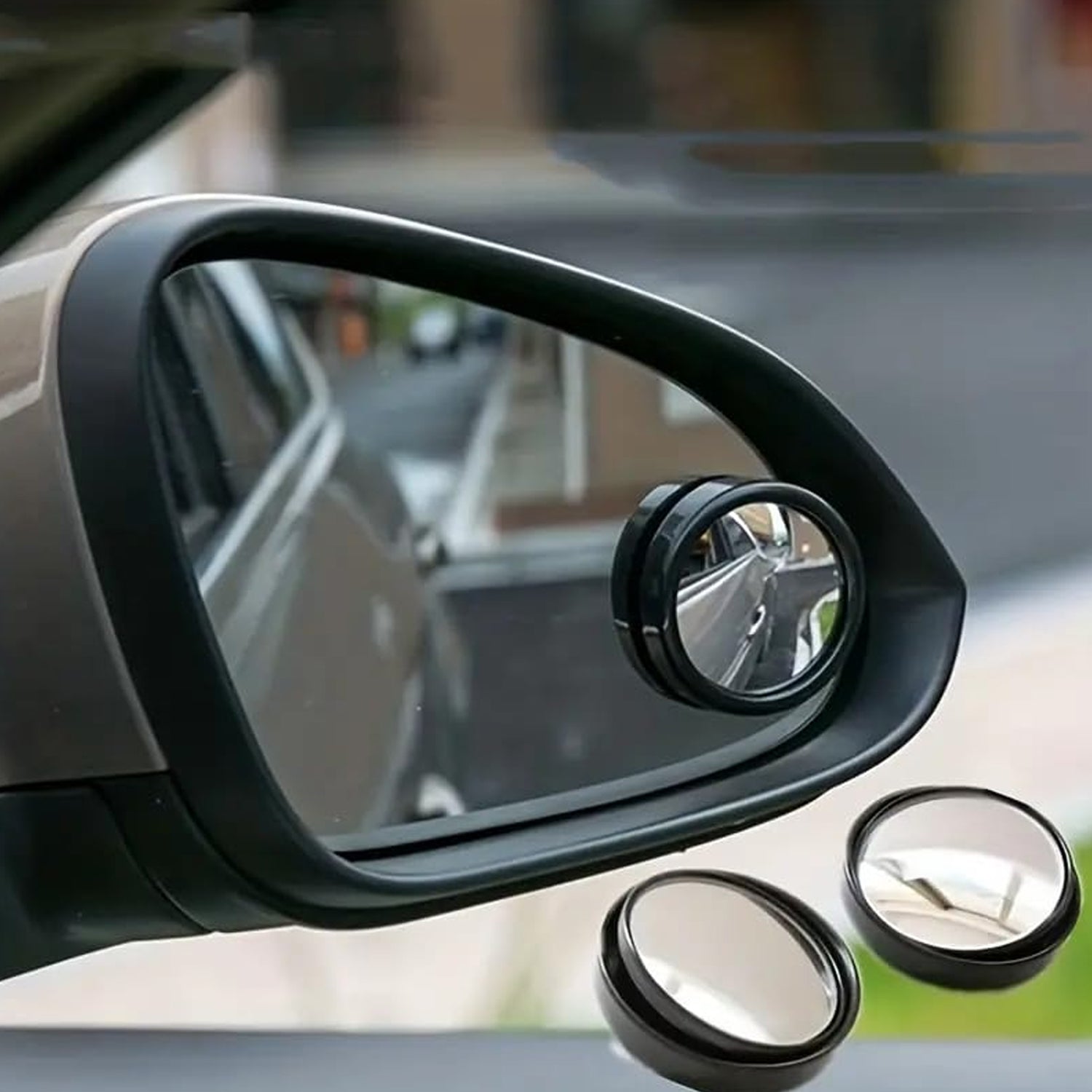 360DEGREE BLIND SPOT ROUND WIDE ANGLE ADJUSTABLE CONVEX REAR VIEW MIRROR - PACK OF 2 - Bhavnagar Deodap