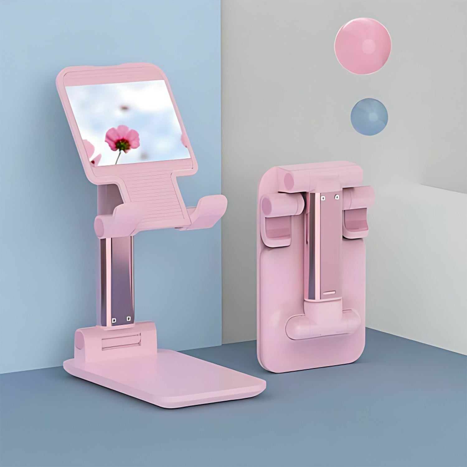 DESKTOP CELL PHONE STAND PHONE HOLDER WITH MIRROR FULL 3-WAY ADJUSTABLE PHONE STAND FOR DESK HEIGHT + ANGLES PERFECT AS DESK ORGANIZERS AND ACCESSORIES - Bhavnagar Deodap