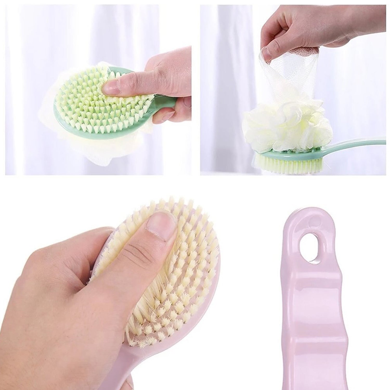 2in1 Bath Brush With Long Handle - Bhavnagar Deodap