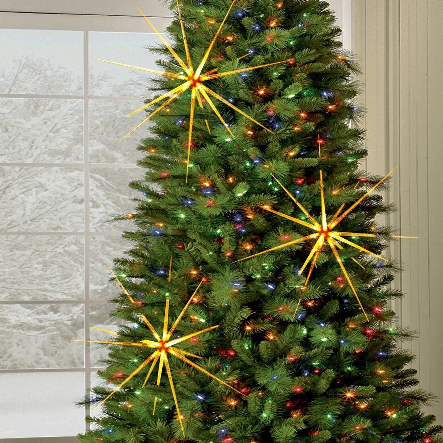 3D Gold Star Hanging Decoration Star, Acrylic Look  Hanging Luminous Star for Windows, Home, Garden Festive Embellishments for Holiday Parties Weddings Birthday Home Decoration (Medium) - Bhavnagar Deodap