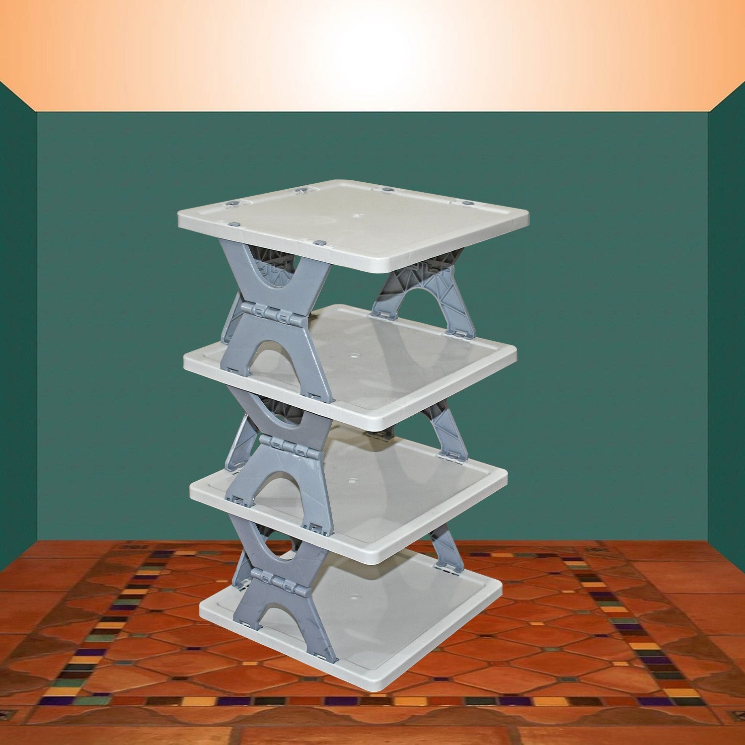 Foldable Shoe Rack (1 Pc, 4 Layers): Space-Saving, Entryway Storage - Bhavnagar Deodap