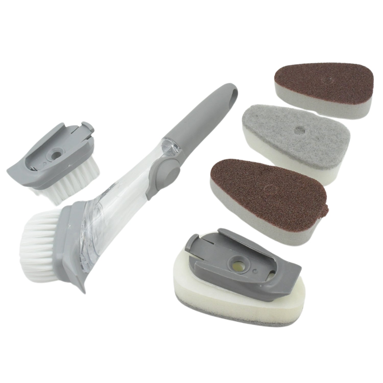 Home & Kitchen Cleaning Brushes, Scrubber, Soap Dispenser Scrub Brush for Pans Pots and Bathtub Sink (5 In 1) - Bhavnagar Deodap