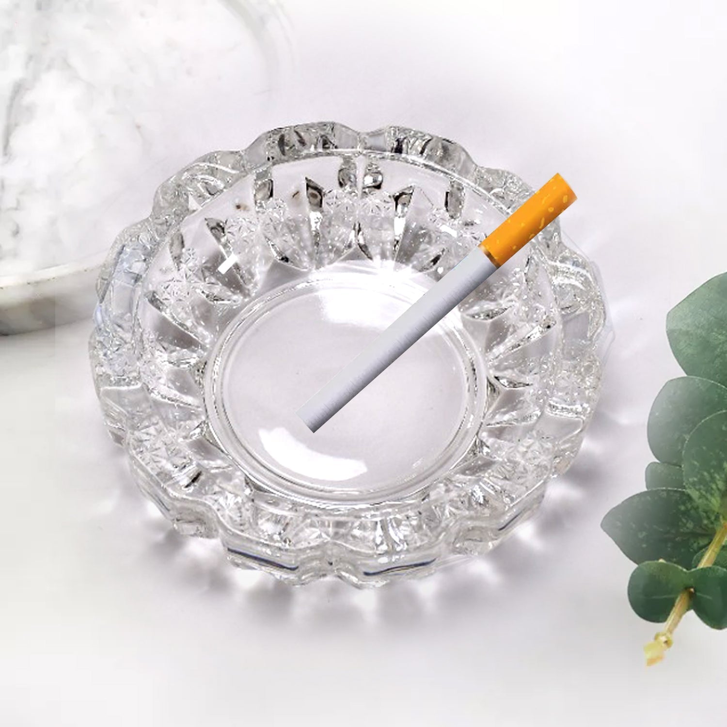 Crystal ashtray for home and office decor.