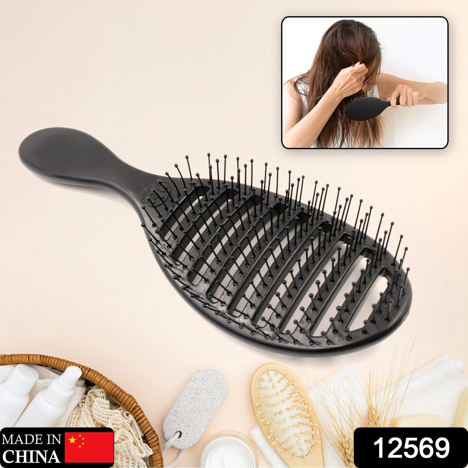 Anti-static Scalp Massage Hair Brush Comb for Curly Straight Hair,  Womens Hair Brush Wet, Detangling Brush for Curly Hair Detangler, Wet Hair Brush Detangler, Girls Hair Brush (1 Pc ) - Bhavnagar Deodap