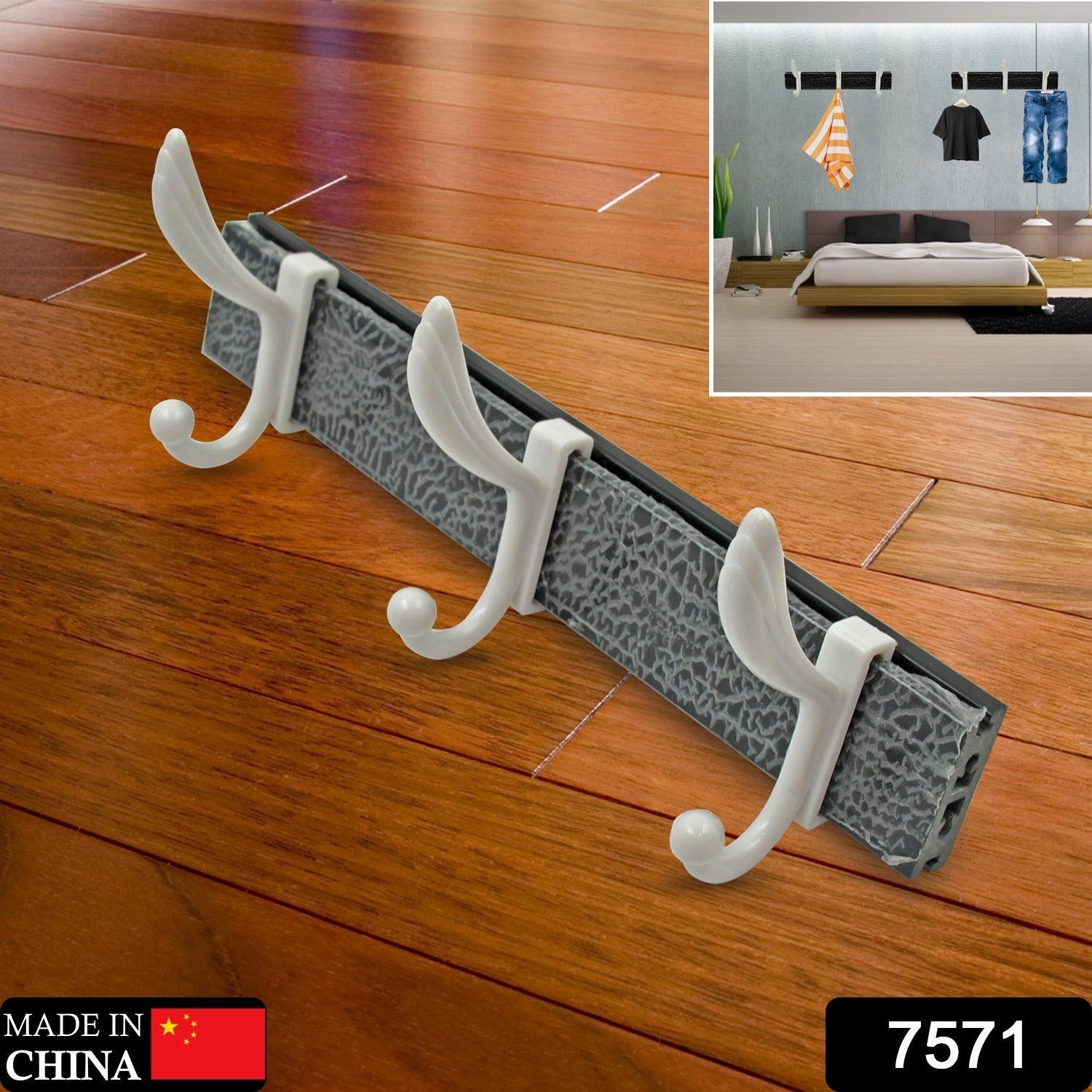 Cloth hanger, Wall Door Hooks Rail for Hanging Clothes for Hanging Hook Rack Rail, Extra Long Coat Hanger Wall Mount for Clothes, Jacket, Hats, 6 Hook - Bhavnagar Deodap