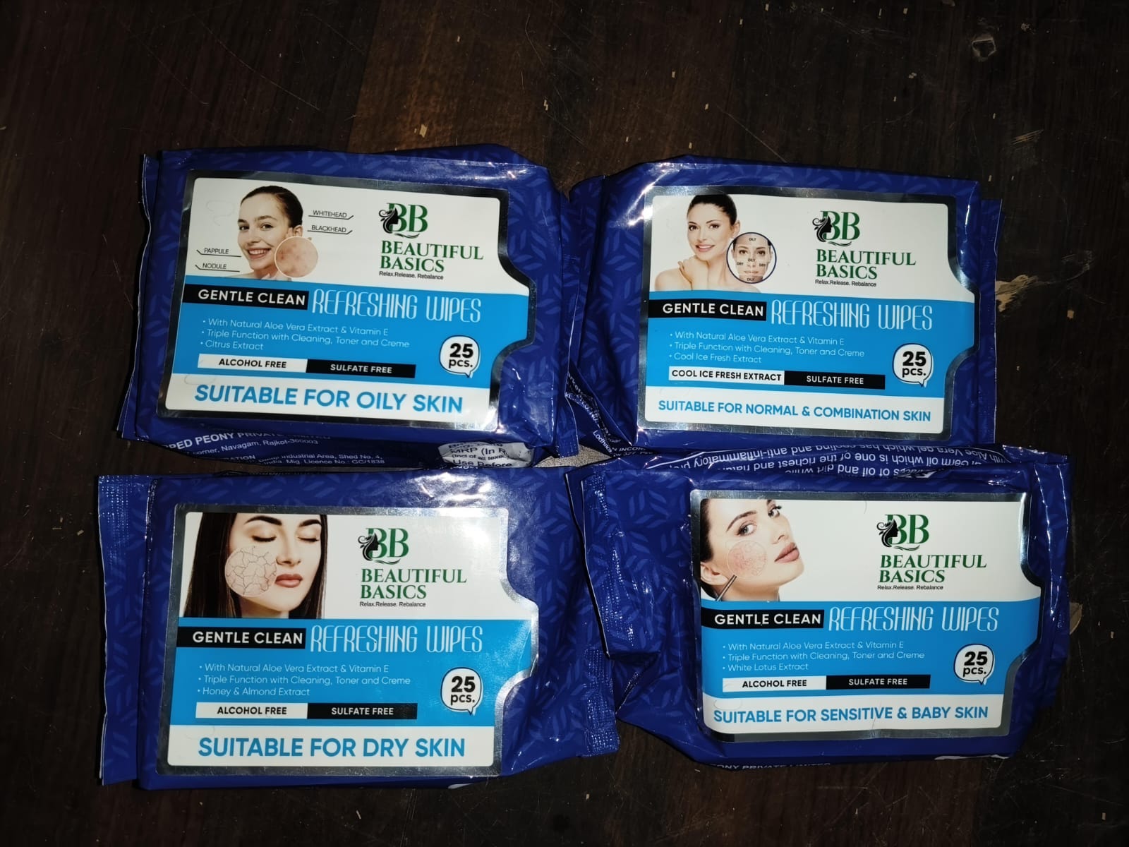 Beautiful Basics Dry, Oily, Sensitive & Normal Skin Face Wipes (4 Pkts x 100 Pcs wipes) - Bhavnagar Deodap