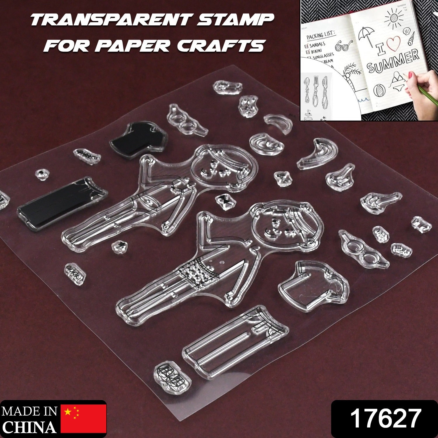Reusable Rubber Stamp, TPR Stamp DIY Accessories Good Stamping Effect DIY Transparent Stamp Stick Repeatedly for Envelope for Diary for Invitation Letter Photo Album Decoration for Paper Crafts (Mix Design / 1 Set) - Bhavnagar Deodap