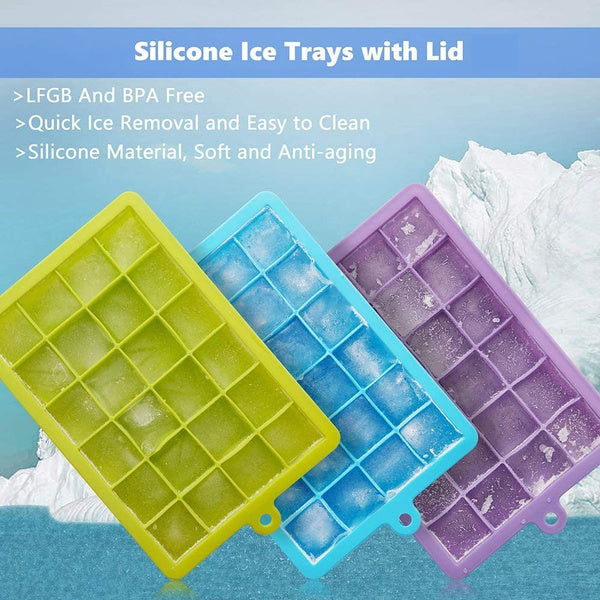 Silicone Ice Cube Trays 24 Cavity Per Ice Tray [Multicolour] - Bhavnagar Deodap