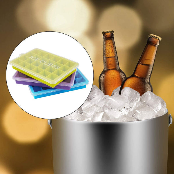 Silicone Ice Cube Trays 24 Cavity Per Ice Tray [Multicolour] - Bhavnagar Deodap