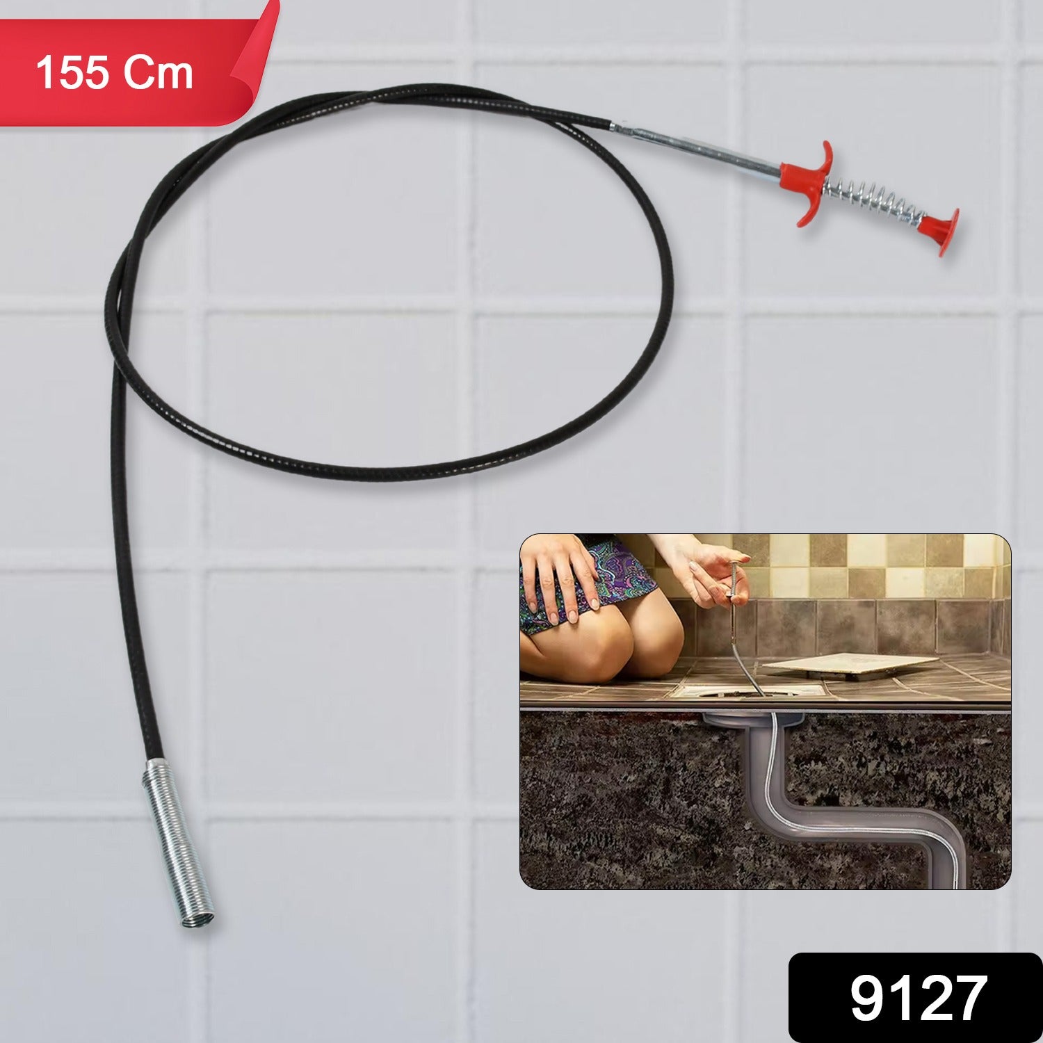 Metal Wire Brush Hand Kitchen Sink Cleaning Hook Sewer Dredging Device (155 cm) - Bhavnagar Deodap