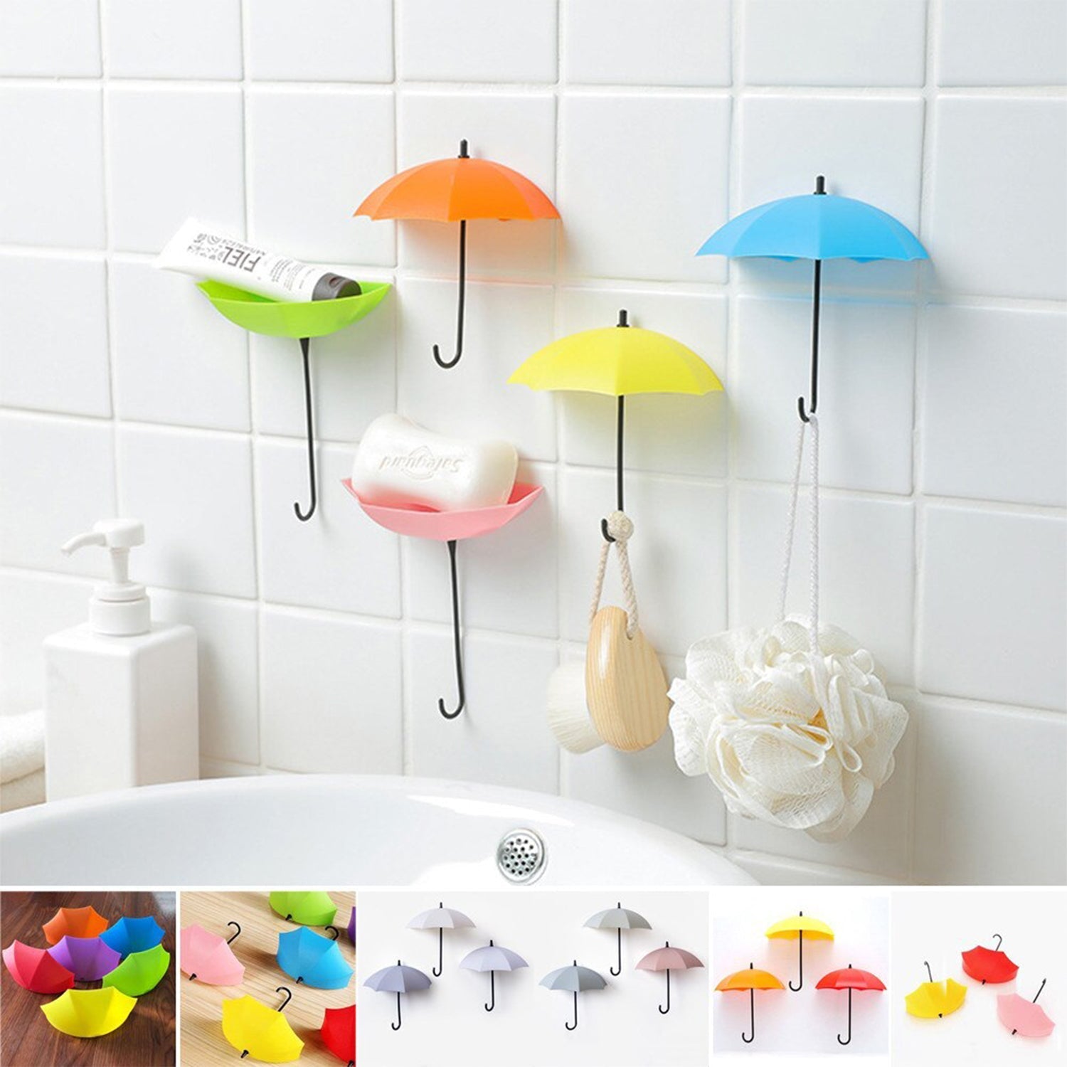 Multipurpose Umbrella Key Hat Holder Wall Hanging Hook Multicolor - Bhavnagar Deodap