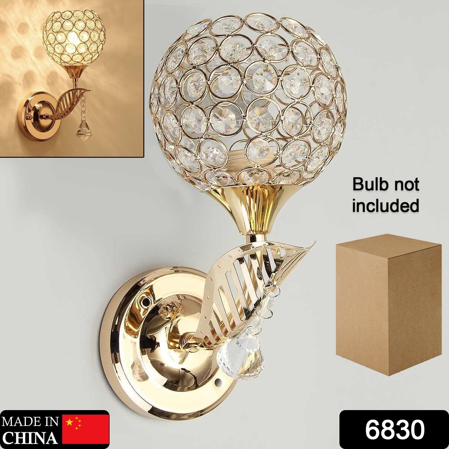 Modern Style Crystal Wall Light Living Room Corridor Balcony Lamp Wall Sconce Crystal Light Compatible with Home Ligting, Wall Art Light Round Modern Bedside Wall Ligs Dining Room Hallway Lig Fixture with E27 Socket (Bulb NOT Included) - Bhavnagar Deodap