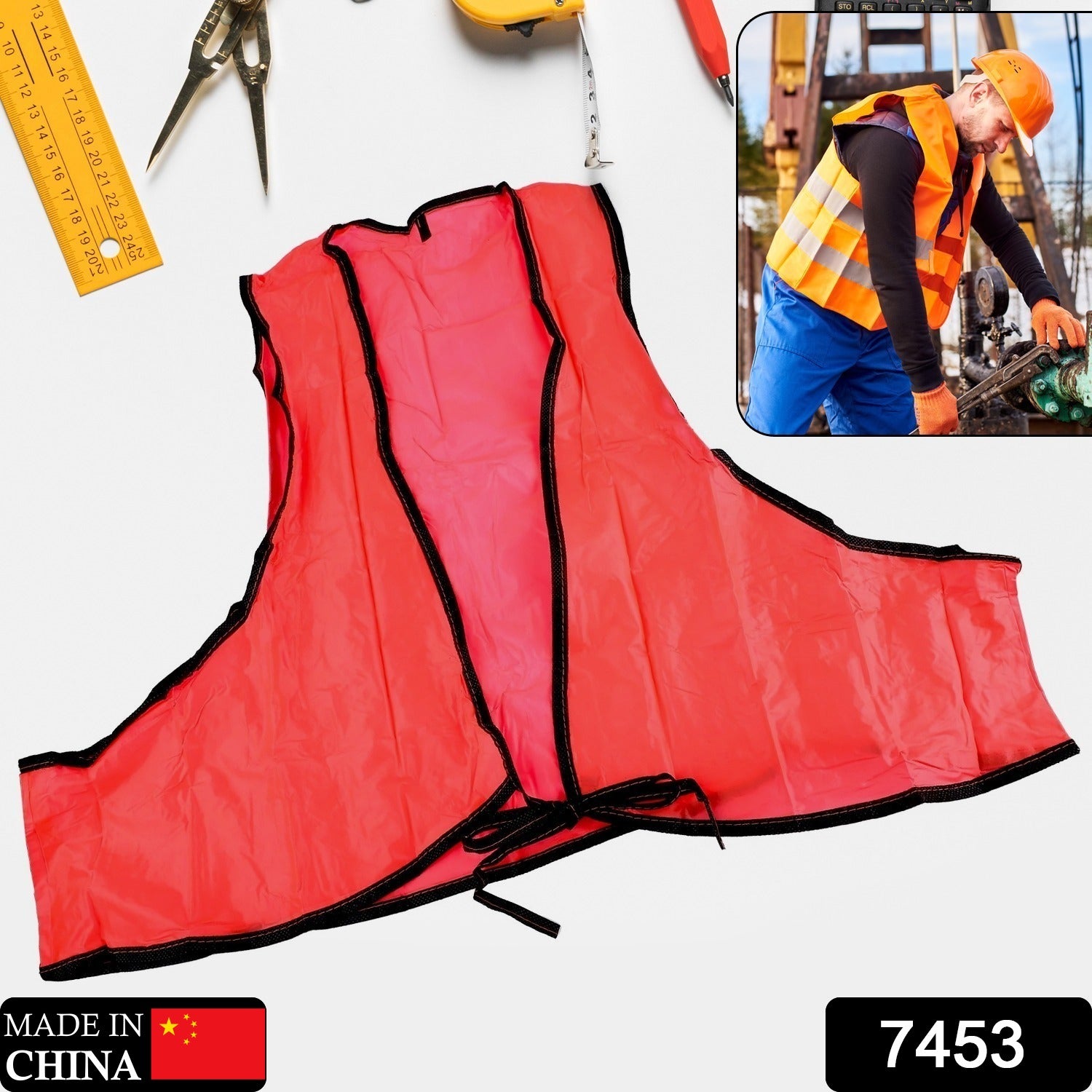 Economy Safety Vest, Soft Vinyl with Tie Closure for Identifying Staff and Volunteers Adult PVC Safety Vest High Visibility for Outdoor Operator - Bhavnagar Deodap