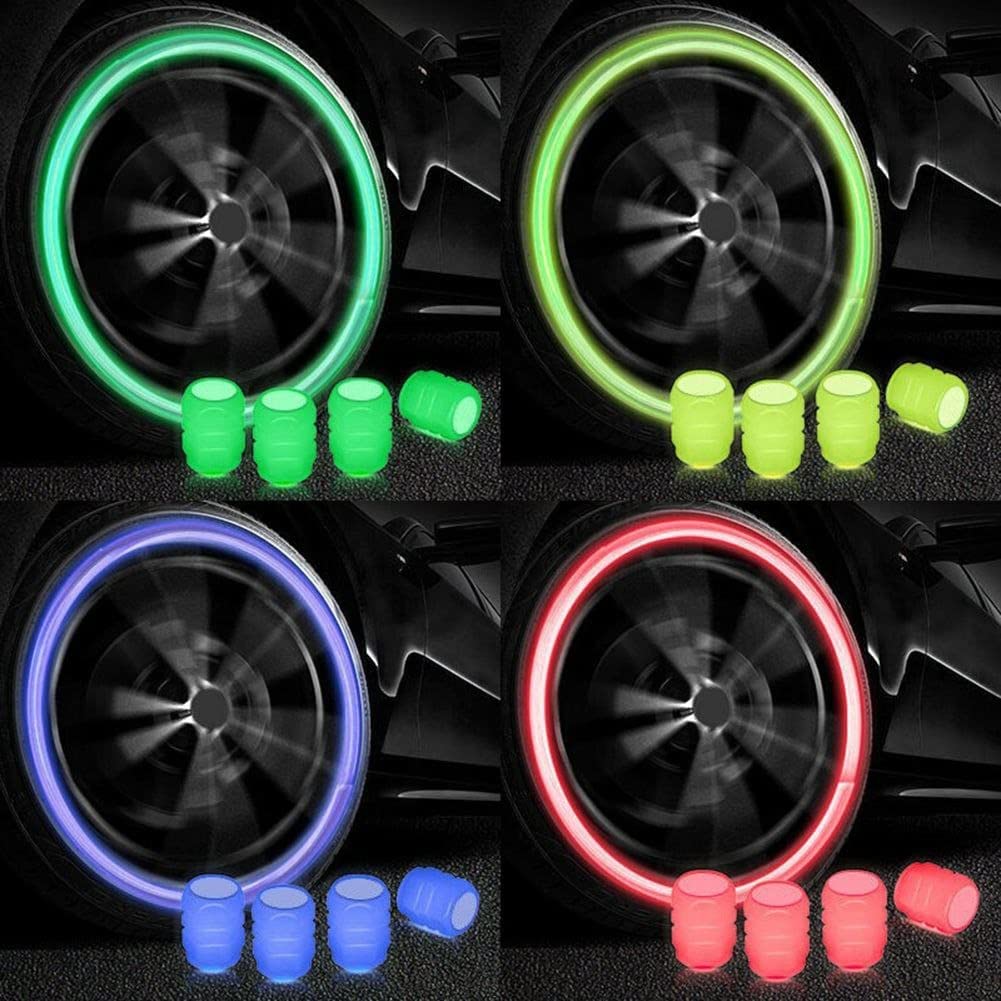 Tyre Valve Caps Luminous Glow Car Tire Air Stem Valve Cap Covers vaal cap ( 4 Pcs Mix Colour) - Bhavnagar Deodap