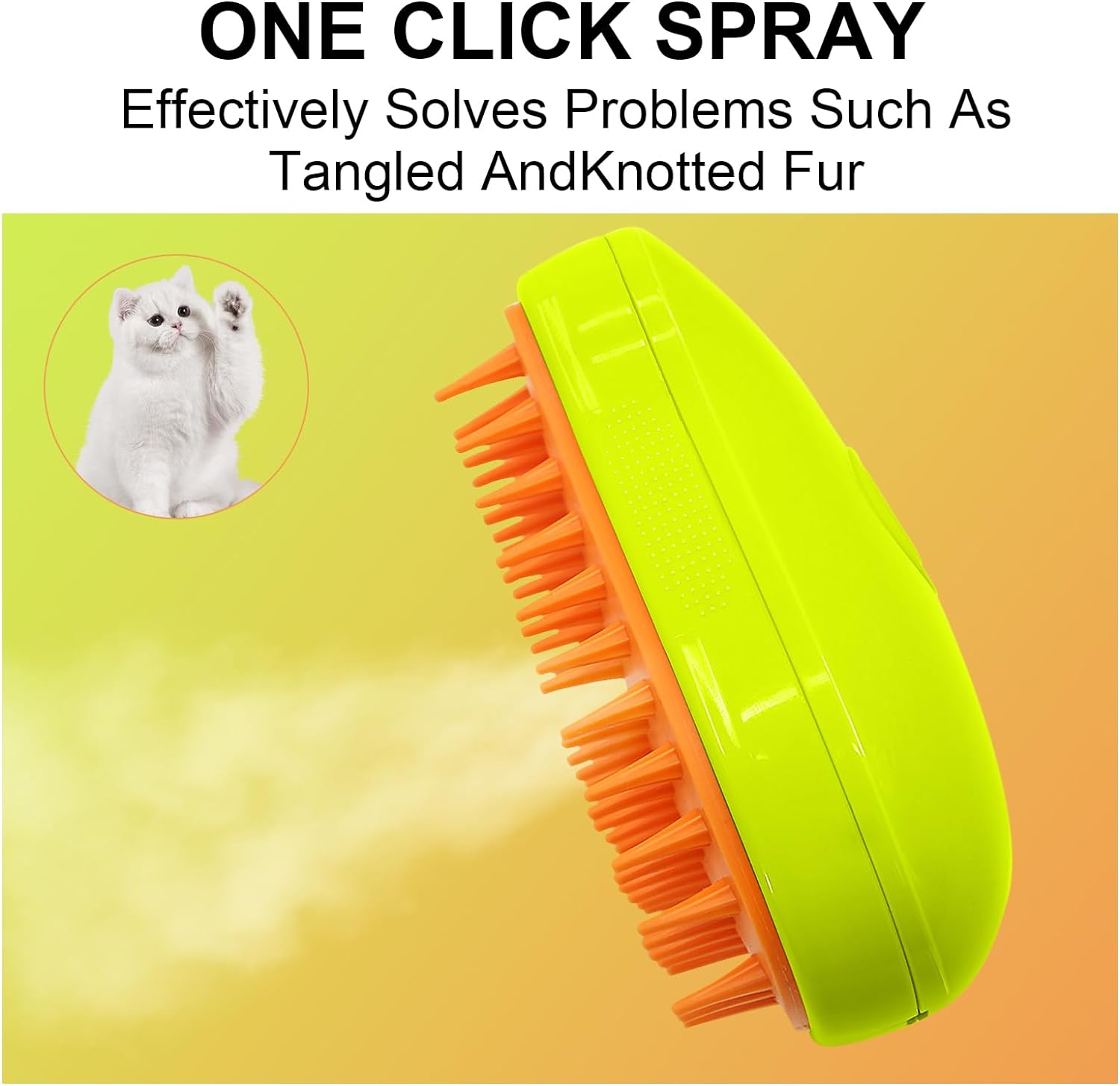 3 In1 Cat Steamy Brush, Self Cleaning Steam Cat Brush Cat Steamer Brush for Massage Cat Grooming Brush Pet Hair Removal Comb for Cat and Dog, for Removing Tangled and Loose Hair - Bhavnagar Deodap