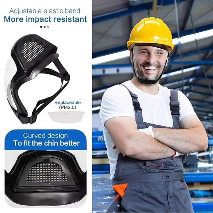 Anti-Fog Full Face Shield Upgraded, Impact & Wind Resistant Cycling Mask with Adjustable Fit, Transparent Protection for Outdoor & Kitchen Use, Heat & Blue Light Blocking - Bhavnagar Deodap