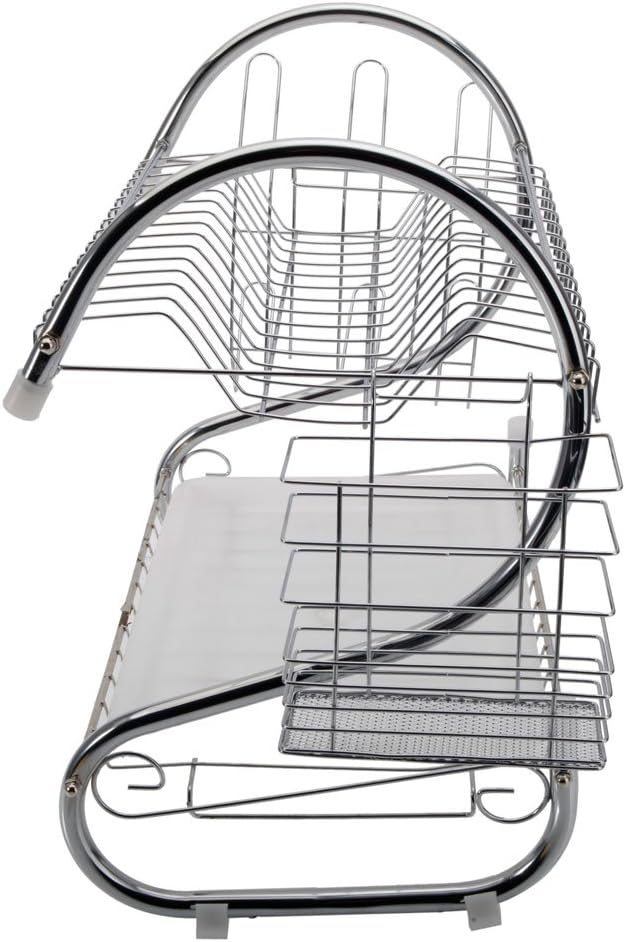 STAINLESS STEEL RECTANGLE DISH DRAINER RACK / BASKET WITH DRIP TRAY - Bhavnagar Deodap