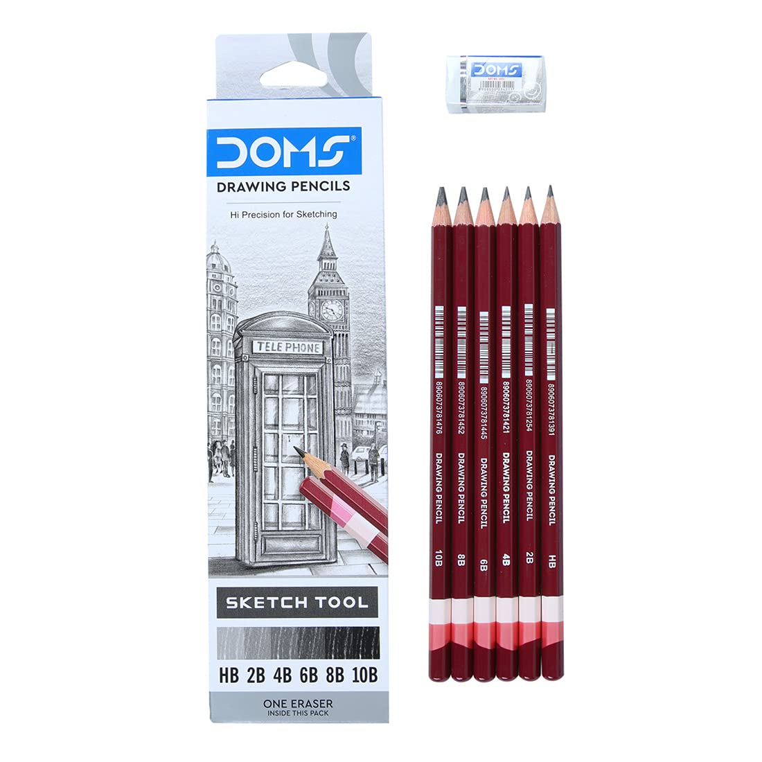 Comes With 1 Eraser (Pack of 6 )